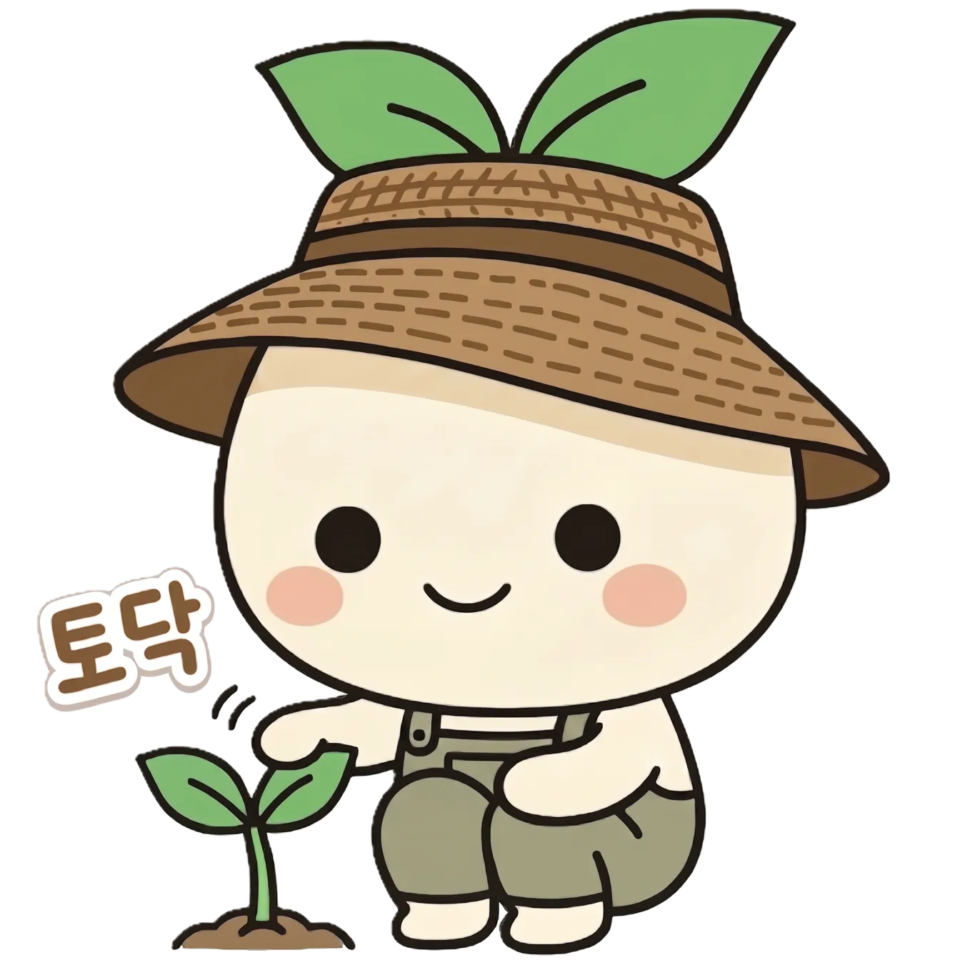 머리에 새싹이 돋아난 토닥팜 마스코트 토닥이